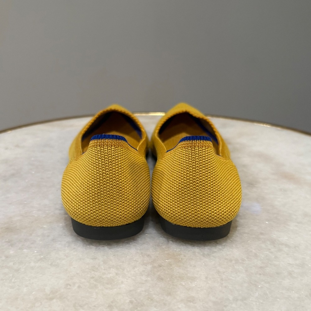 Rothy's The Point Flats Women's Size 5 Mustard Yellow Knit Pointed Toe Shoes - Picture 5 of 6